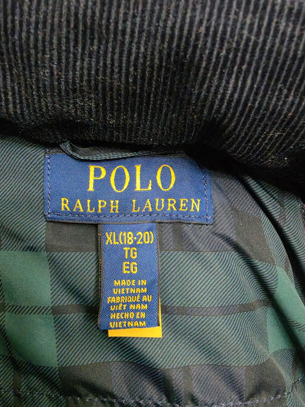 Polo Ralph Lauren Boys’ XL 18–20 Convertible Corduroy Down Jacket